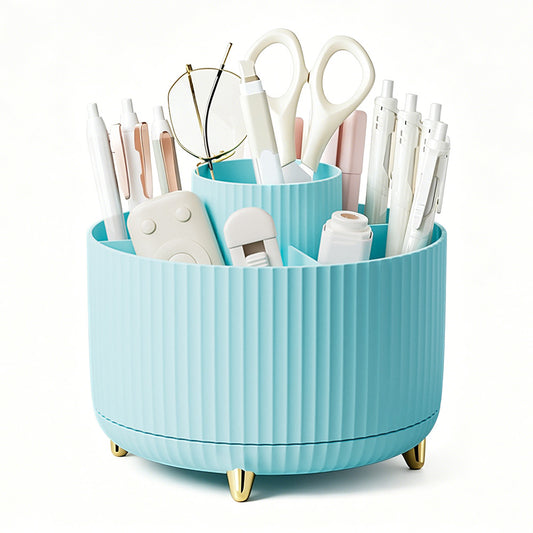 360 Degree Rotating Desk Organizer with 4 Slots For Pencil and Pen Holder