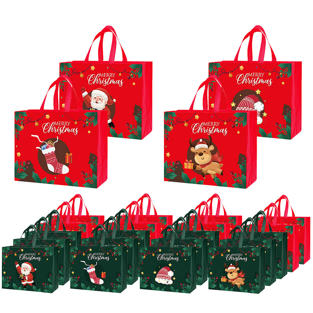24Pcs Nonwoven Christmas and Halloween Handled Gift Shopping Bags