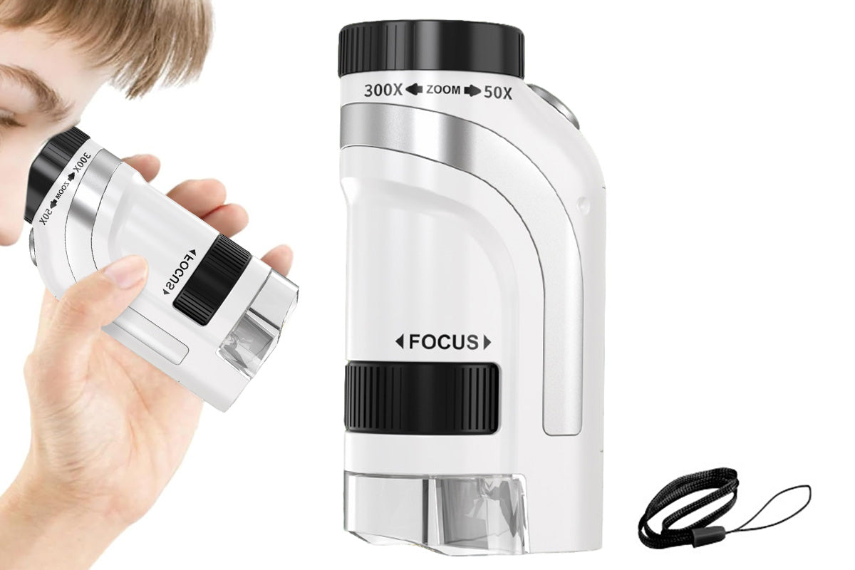 50X-300X Handheld Microscope with LED Lights Portable Pocket Zoom