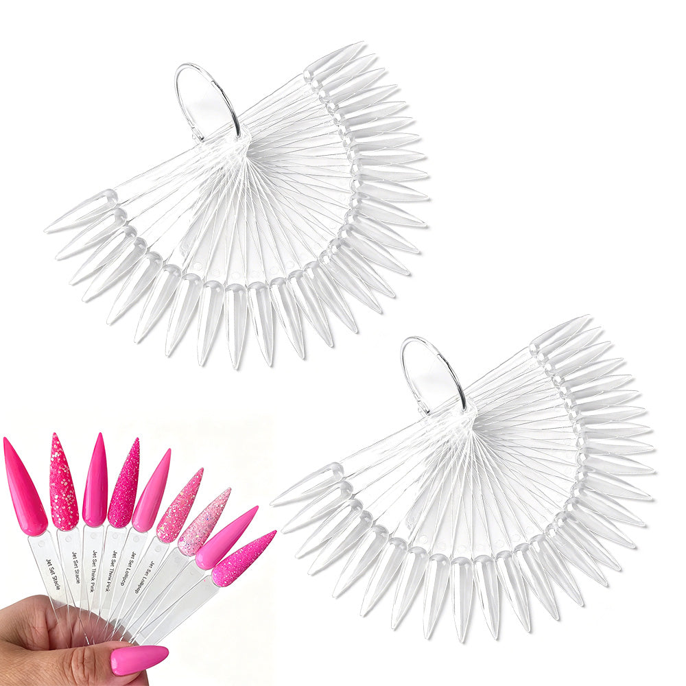 100 PCS Clear Nail Swatch Sticks with Ring Nail Art Swatch Set for Polish Display
