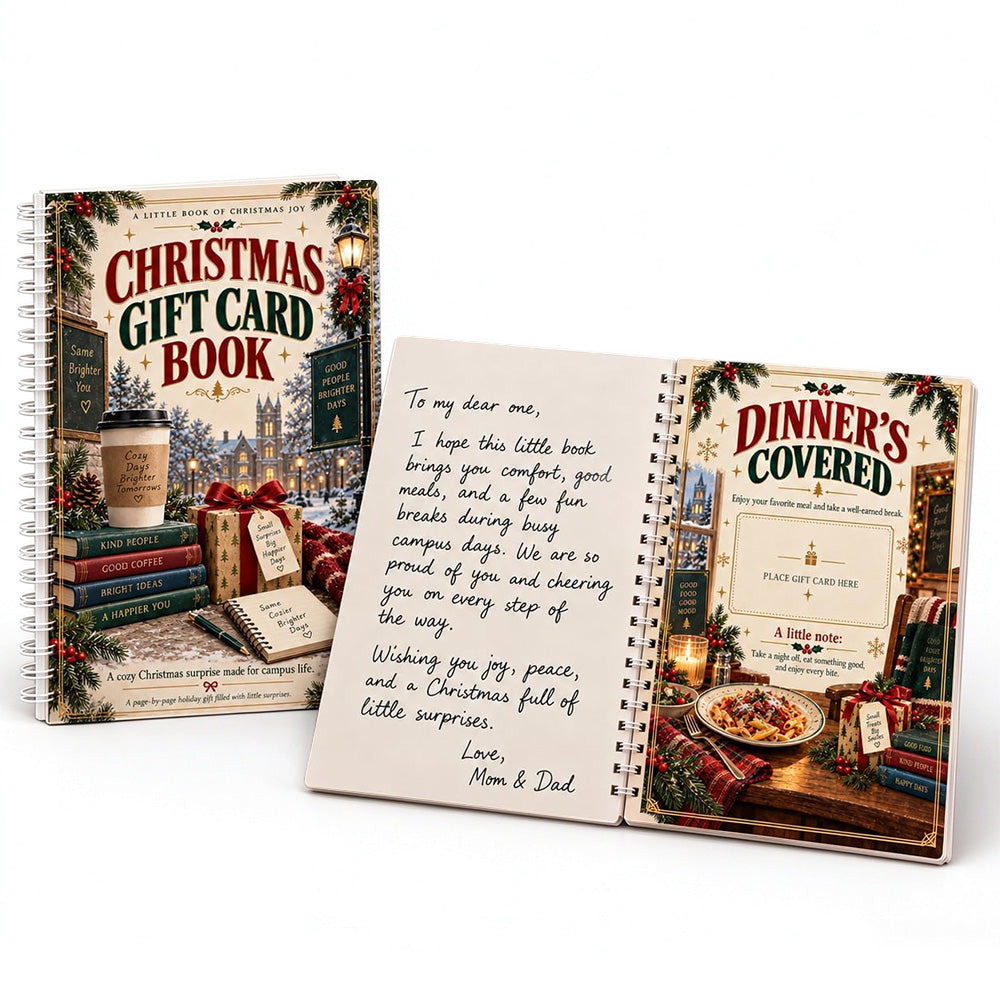 DIY Christmas Gift Card Book with Spiral Binding and Handwritten Notes