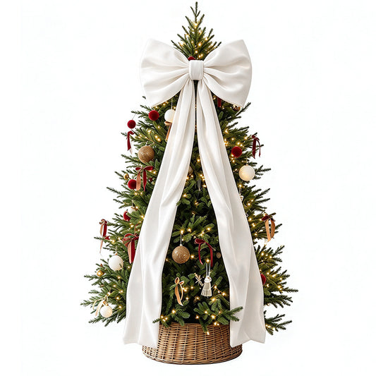 40x230cm Oversized Velvet Christmas Tree Bow with Long Streamers