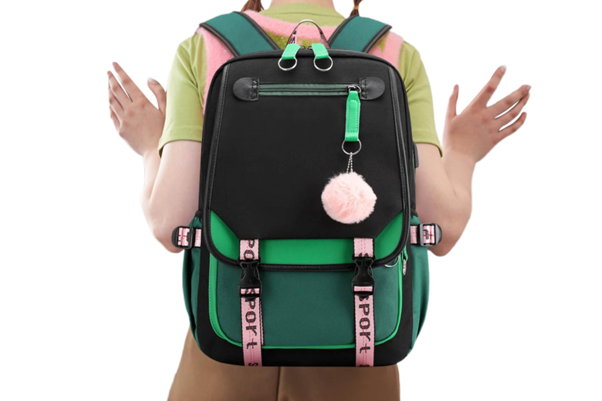Girls Backpack Middle School Students Bookbag with USB Charge Port