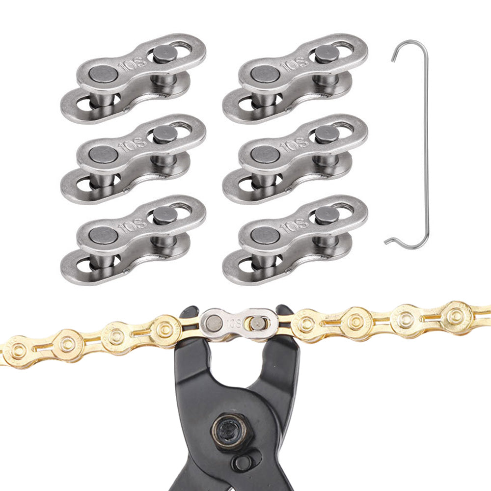 6 Pairs Speed Bike Chain Master Links with 1 Hook Bike Chain Connectors for Mountain Road Bike