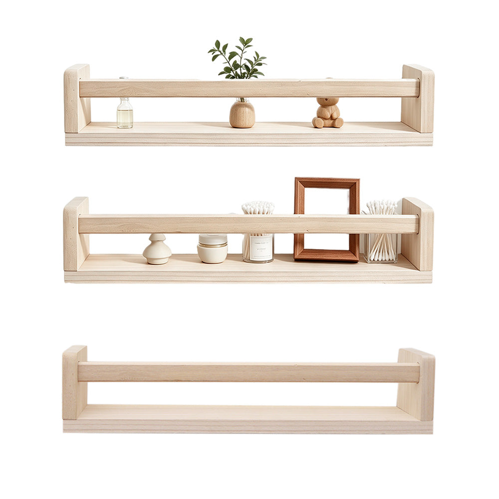 3 Pack Floating Wall Mounted Book Display Shelves