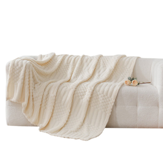Soft Fluffy Fleece Throw Blanket for Sofa Couch Bed Living Room All Season Cozy-Beige