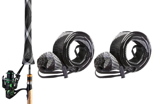 2Pcs Fishing Rod Socks with Elastic Strap Fishing Rod Sleeve for Baitcasting