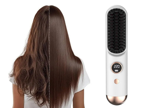 Cordless LCD Hair Straightening Brush 2-in-1 Portable Styling Tool for Travel