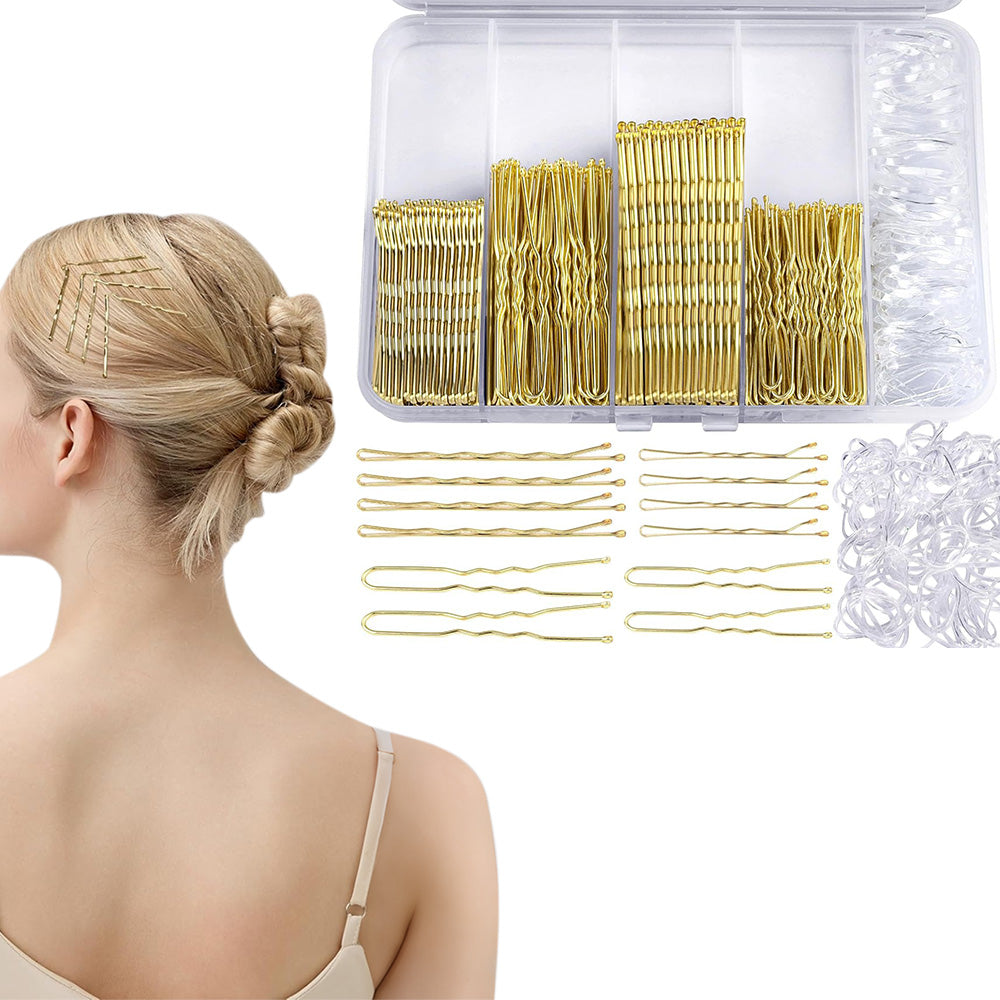 Hair Pins Set with Storage Box Bobby Pins & U Shaped Hair Clips Kit for Bun Updo Styling