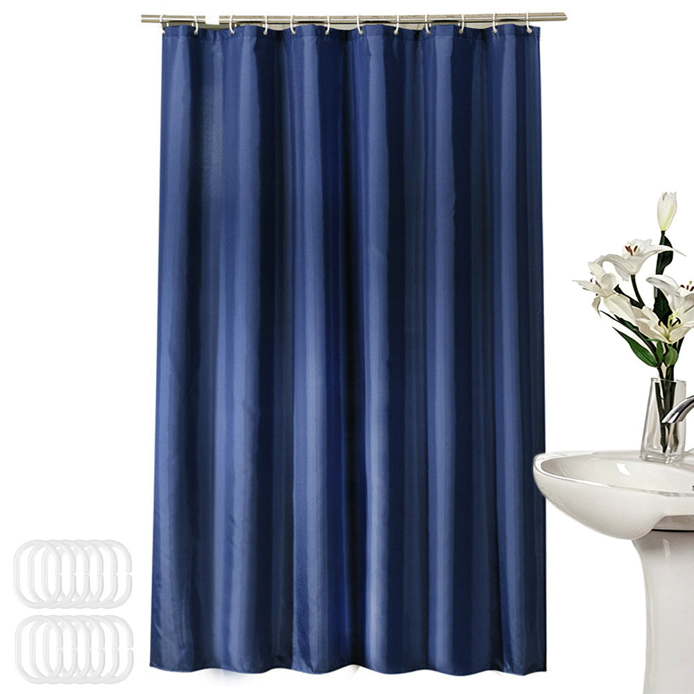 Waterproof Shower Curtain with 12 Hooks Thick Polyester for Bathtub Bathroom
