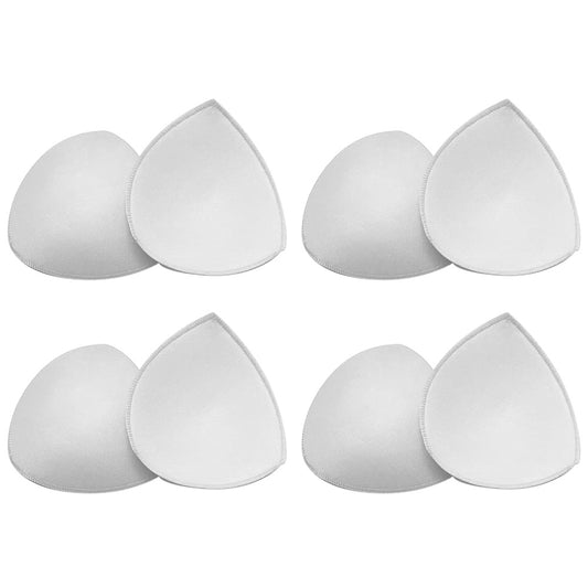 4 Pairs Triangle Replacement Foam Bra Pad Inserts for Sports Bras-White