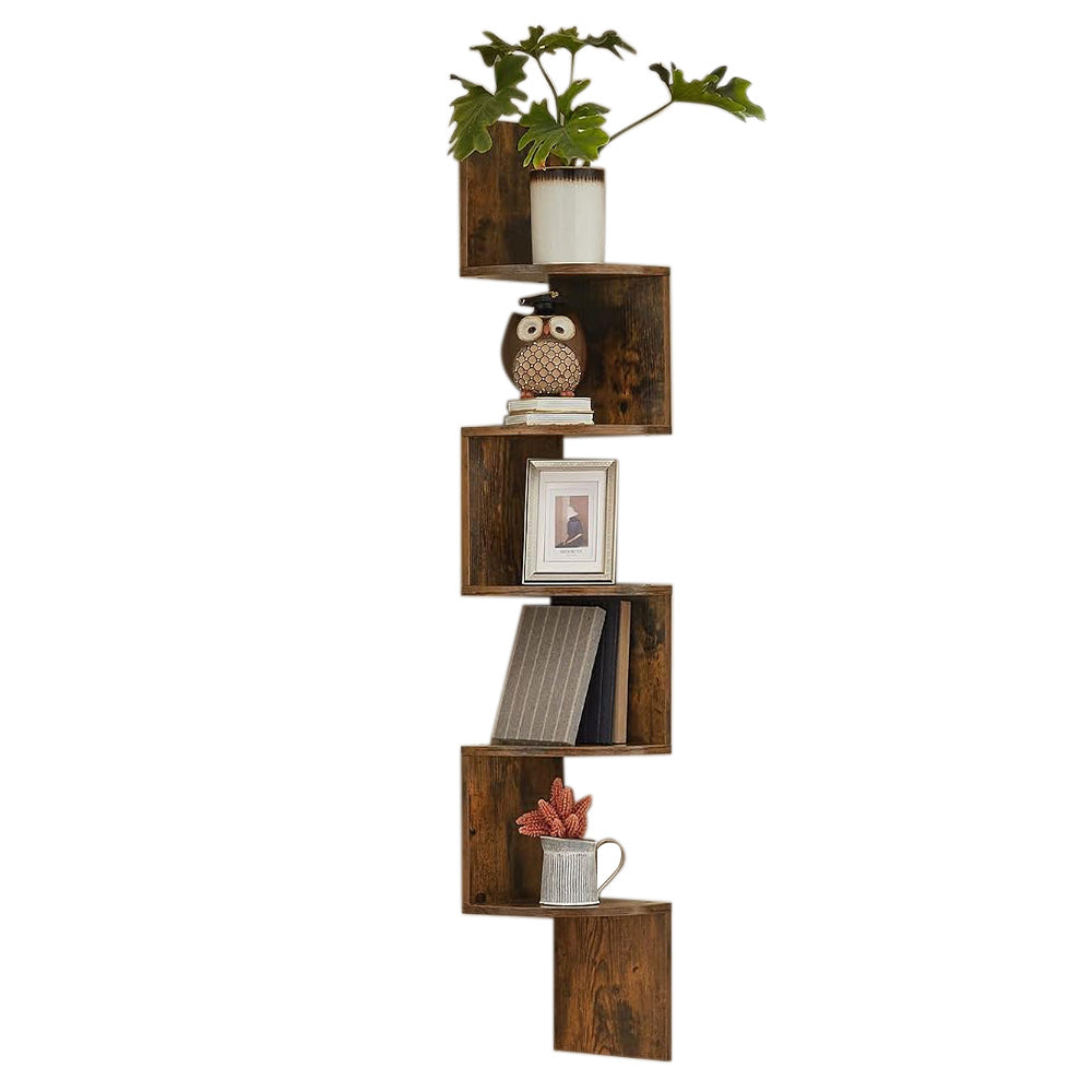 5 Tier Large Zigzag Corner Wall Mounted DVD CD Storage Display Shelf