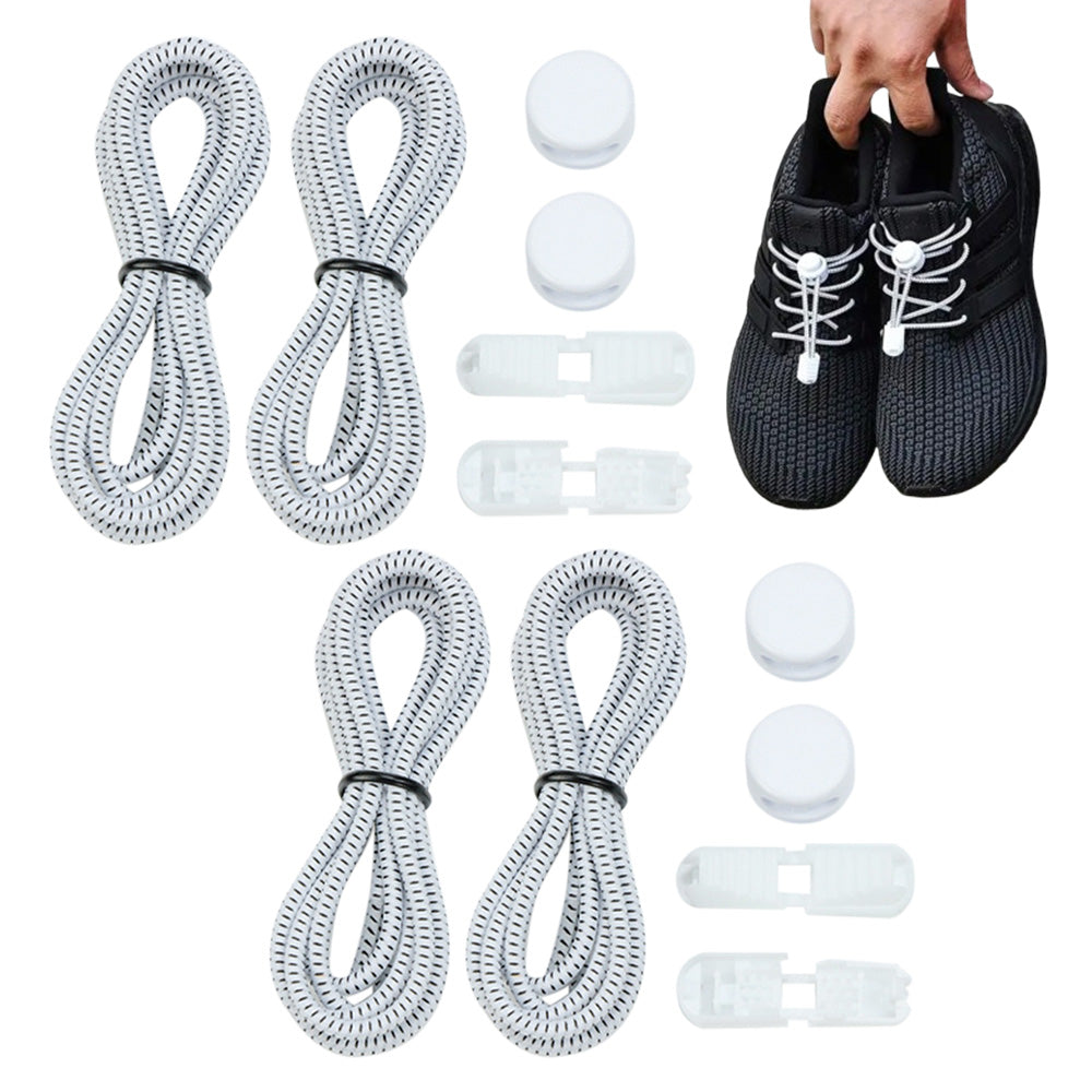 2 Pairs Elastic No Tie Shoelaces with Spring Lock for Adults and Seniors Easy On and Off