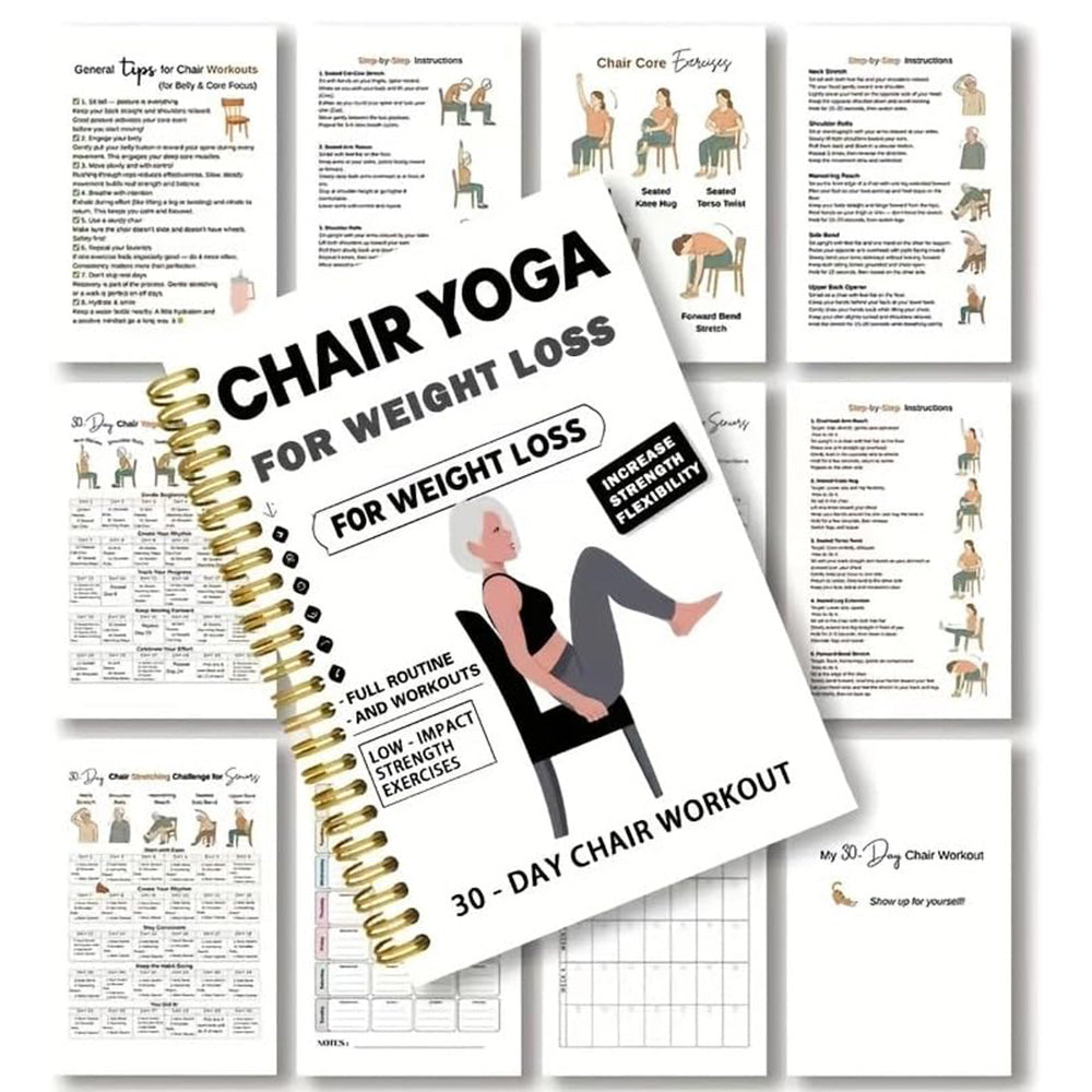 30 Day Chair Yoga Spiral Notebook Illustrated Sitting Guide
