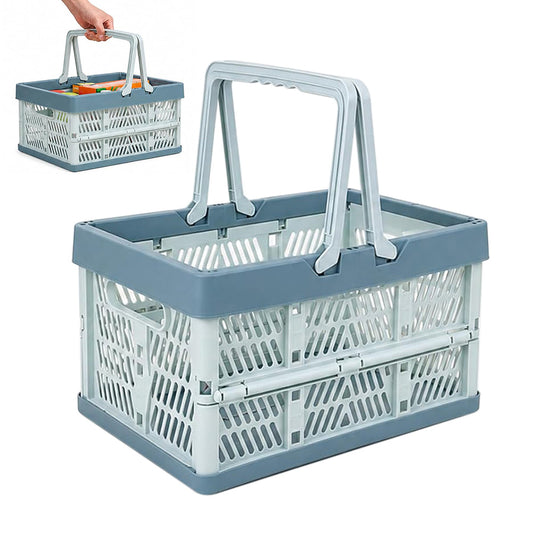 Portable Foldable Storage Basket for Camping Shopping and Home-Blue