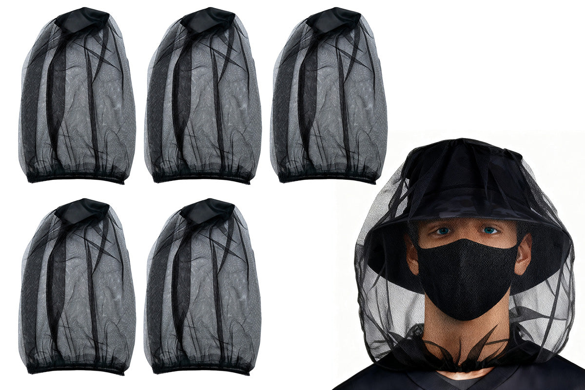 5Pcs Mosquito Head Net Bug Net Hat for Camping Hiking Fishing Gardening