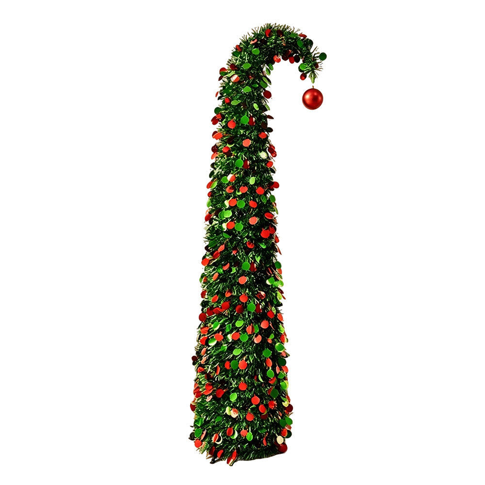 1.5m Tinsel Collapsible Crooked Christmas Tree Xmas Decoration