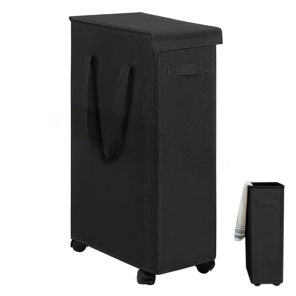 65L Laundry Basket with Wheels Lid Handle Foldable Dirty Clothes Basket for Home Dorm