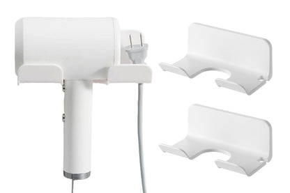 2PCS Wall Mounted Hair Dryer Holder with Cord Organizer Adhesive Blow Dryer Storage Rack