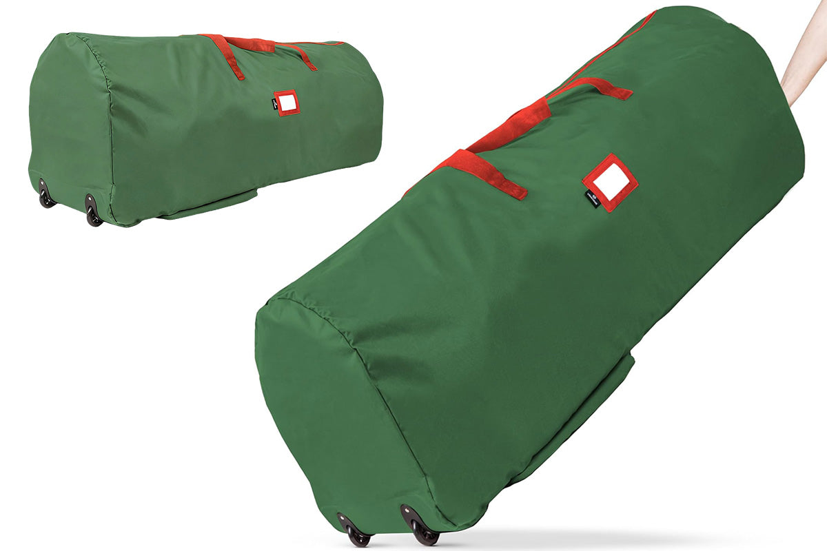 Handy Laundry Rolling Christmas Tree Storage Bag With Handle For Easy Transport-Green