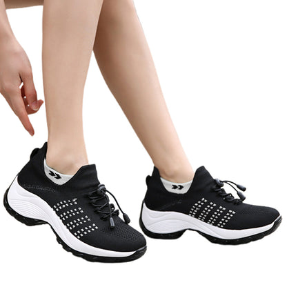Breathable Stretch Mesh Slip On Walking Sneakers for Men and Women-White