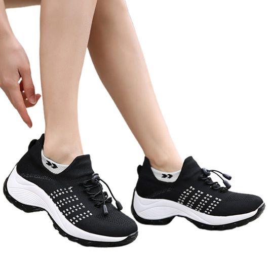Breathable Stretch Mesh Slip On Walking Sneakers for Men and Women-White