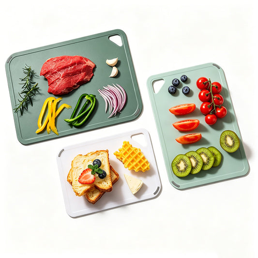3 PCS Plastic Cutting Board Set with Hanging Loop Non Slip PP Chopping Board for Home