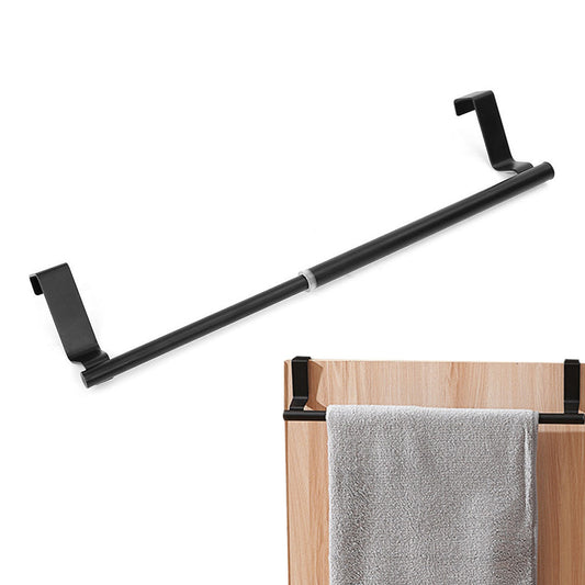 Stainless Steel Cabinet Door Towel Holder Adjustable No Drill Towel Bar for Kitchen Bathroom-Black