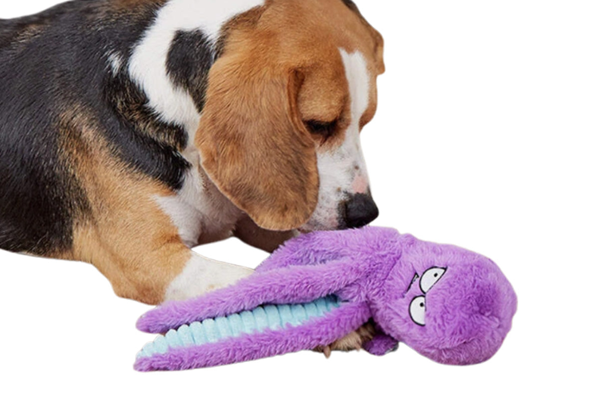Interactive Plush Squeaky Dog Toy with Crinkle Tentacles for Medium & Large Dogs