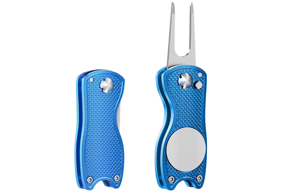 2PCS Golf Divot Repair Tool Putt Alignment Ball Marker Pop-up Fork Tine