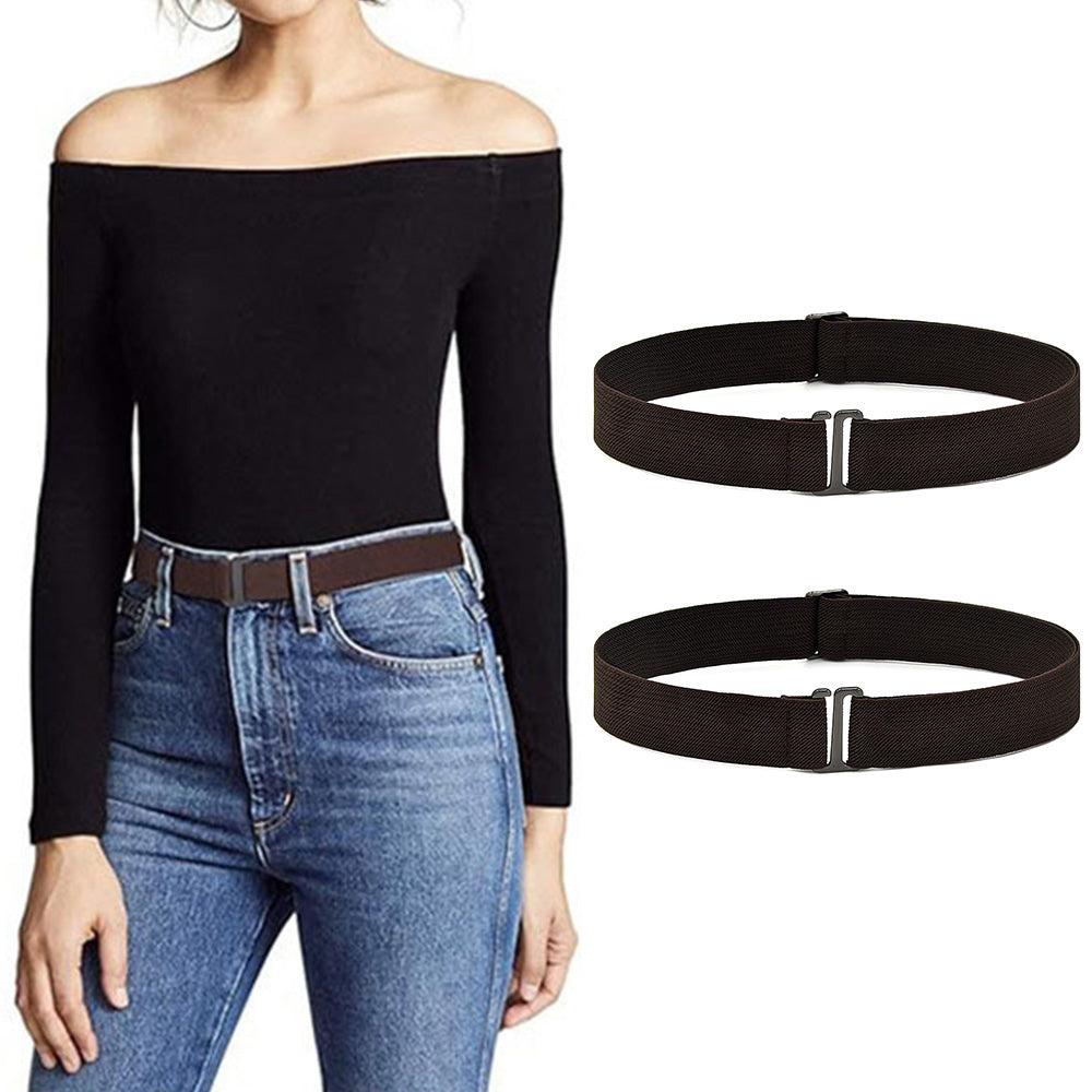 2Pcs Women Adjustable Stretch Belt Invisible Elastic Waistband for Pants Jeans Dresses