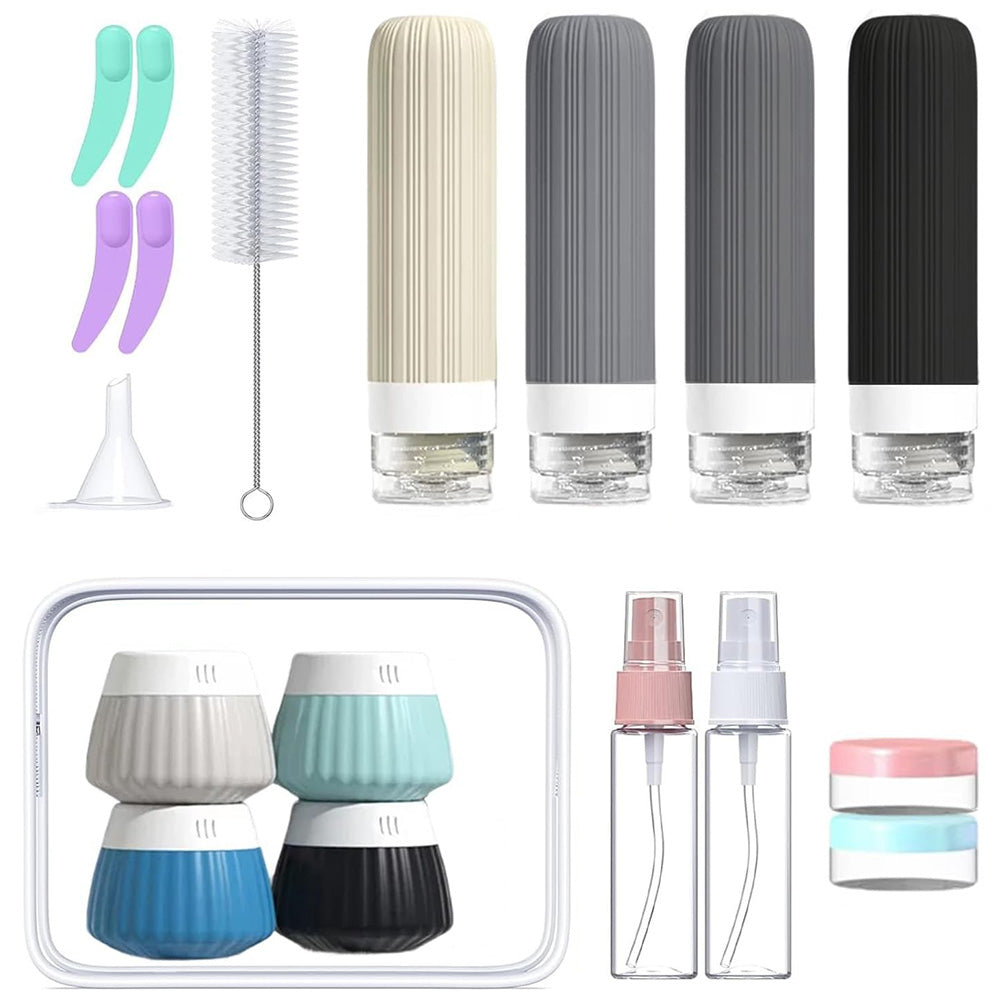 18 Piece Silicone Leak Resistant Travel Toiletry Bottle Set