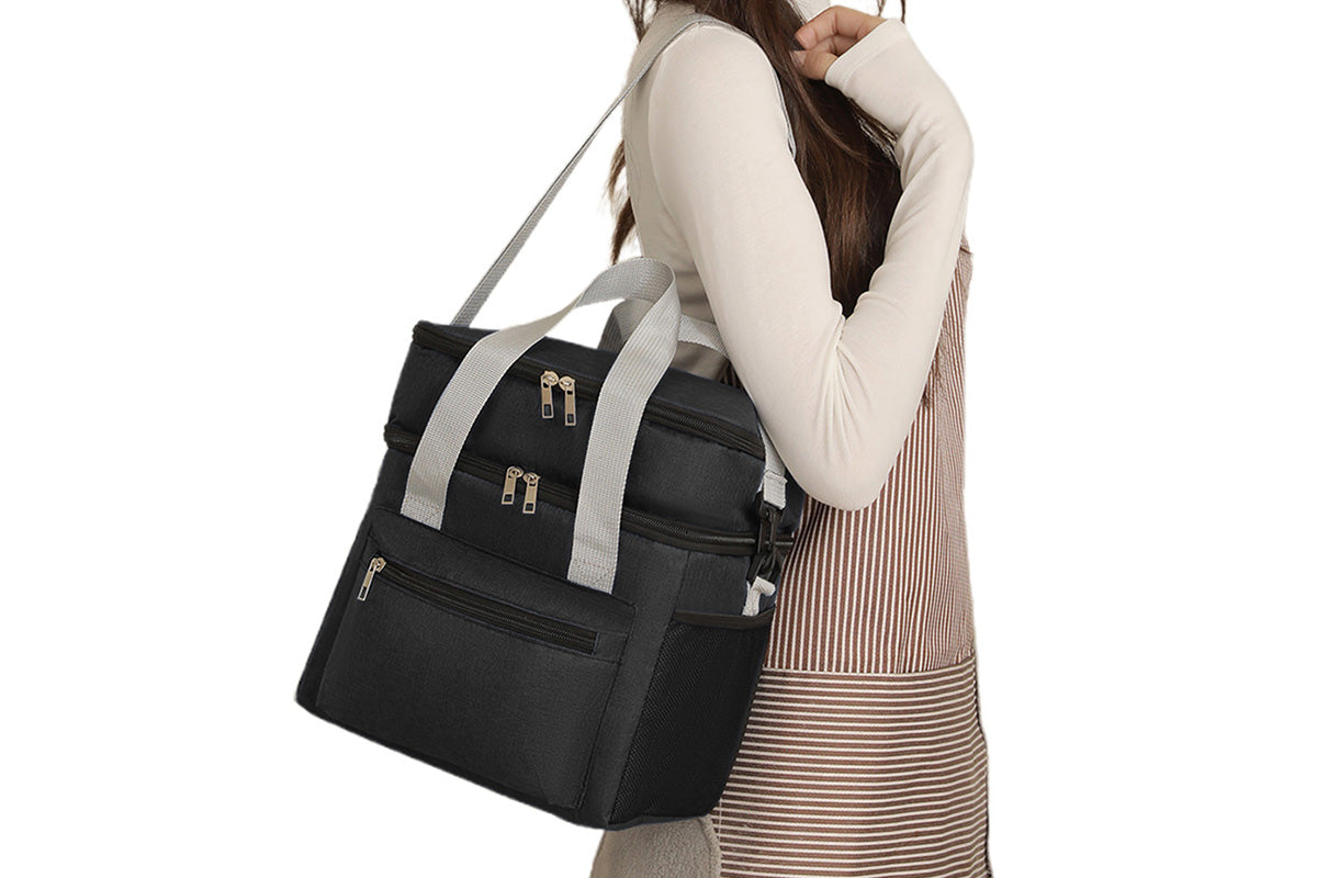 Double-Layer Insulated Portable Lunch Bag Cooler Food Container
