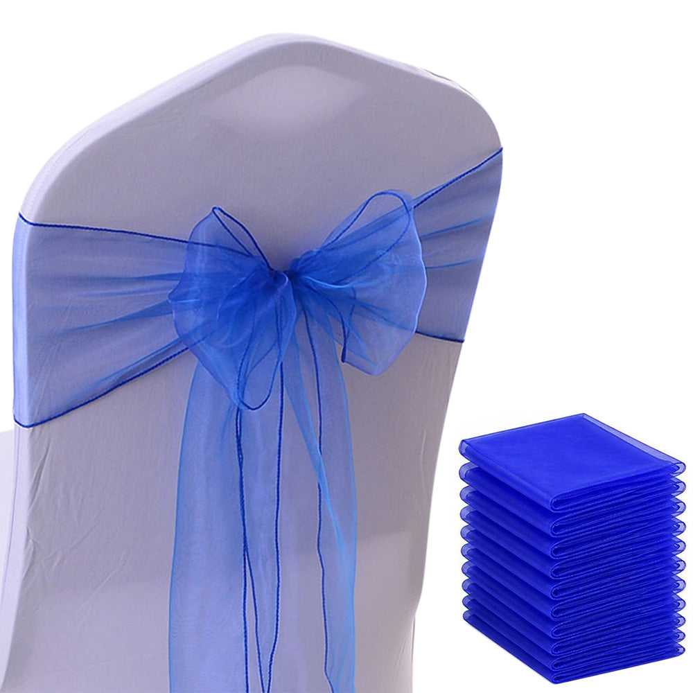10Pcs Sheer Organza Wedding Chair Back Bow Sashes for Party Decor