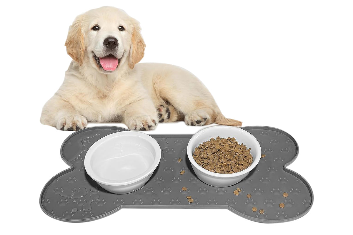 Dog Food Mats for Floors Waterproof Silicone Dog Bowl Mat with Raised Edge