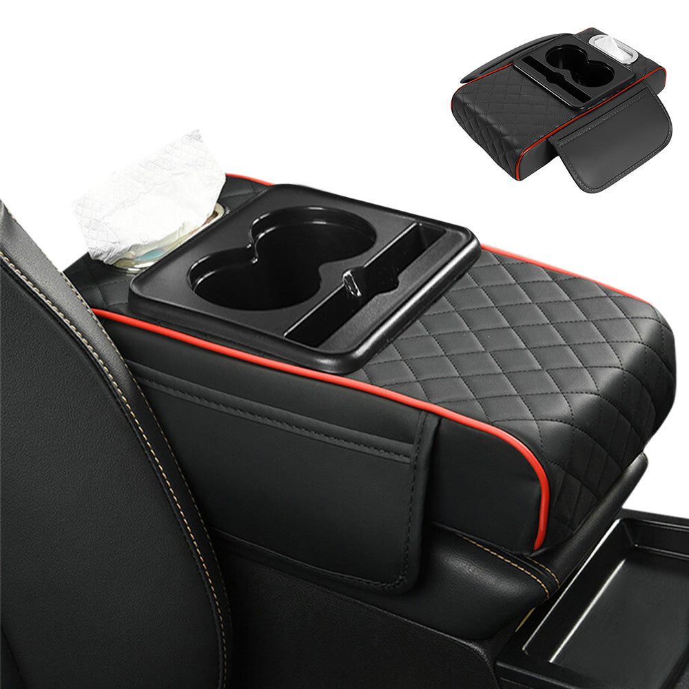 Car Armrest Cushion Organizer with Cup Holder Multi Functional Center Console Booster Pad