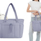 Women Handheld Tote Bag with Cup Holder Compartment and Luggage Sleeve for Travel Work
