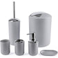 6 Piece Bathroom Accessories Set Soap Dish Soap Dispenser Toothbrush Holder Toilet Brush Trash Bin
