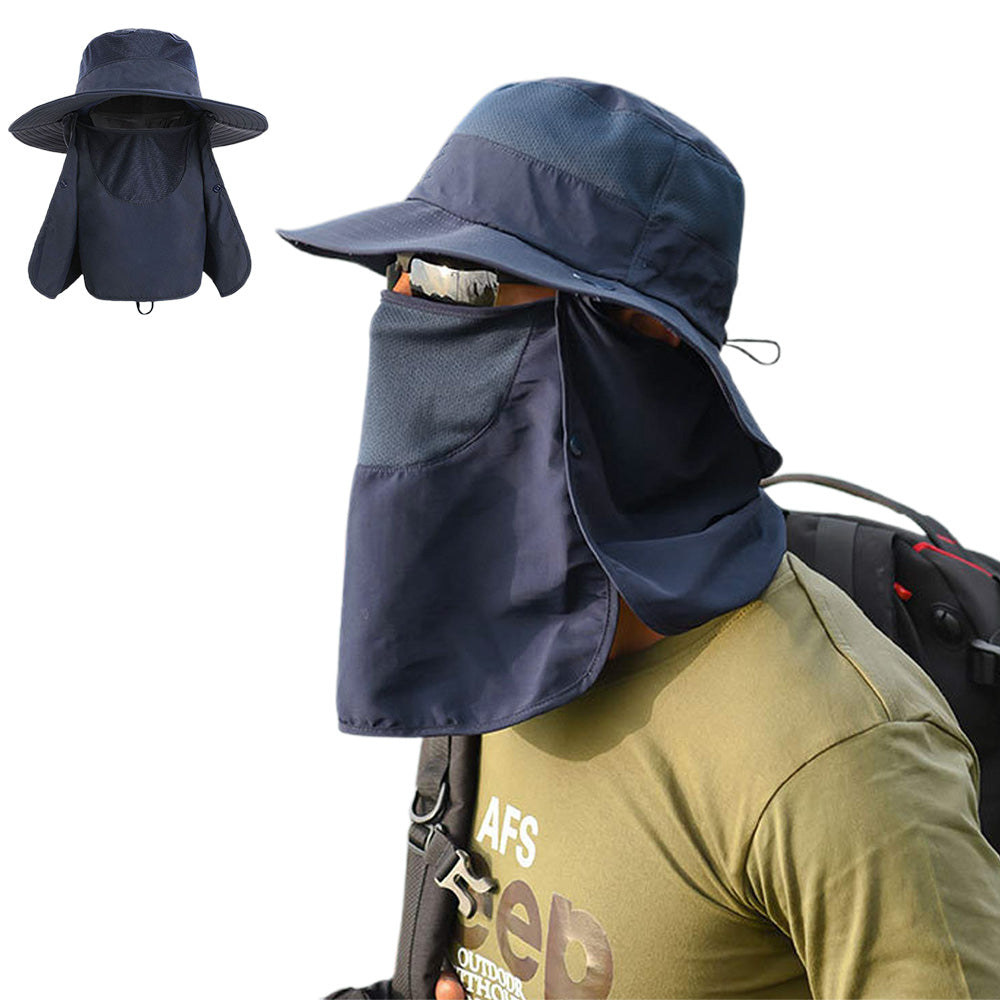Outdoor Sun Protection Fishing Cap Wide Brim Hat With Neck Flap And Face Cover