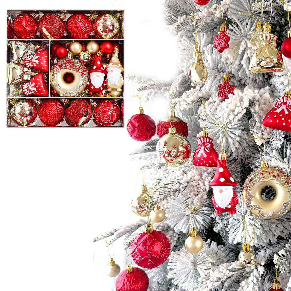 60 Piece Christmas Donut Santa Gnome Ball Hanging Ornament Set