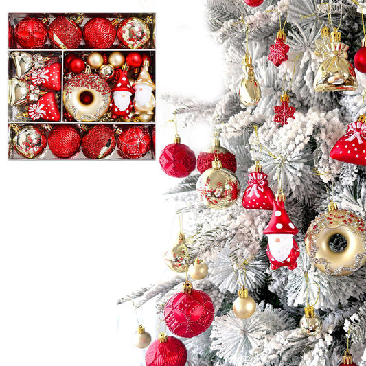 60 Piece Christmas Donut Santa Gnome Ball Hanging Ornament Set