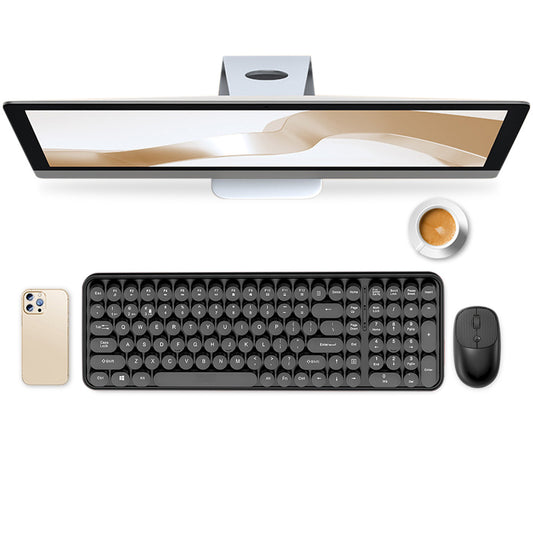 2.4GHz Wireless Keyboard And Mouse Combo With Round Key Caps