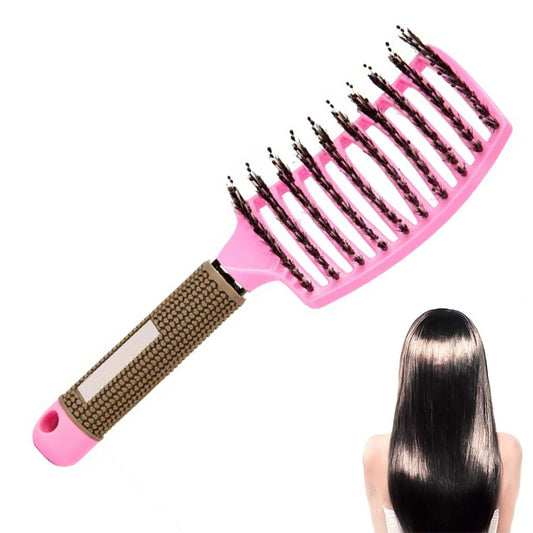 Detangle Nylon Boar Bristle Brush Head Scalp Massage Comb For Fine Hair