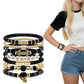 7 Piece Elastic Clay Bead Football Bracelet Stack Set