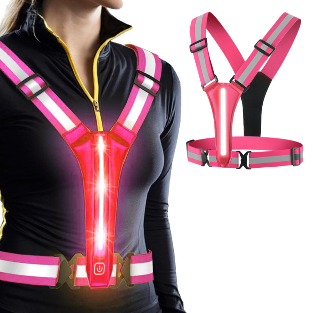 Rechargeable LED Reflective Vest for Running Cycling Walking Horse Riding
