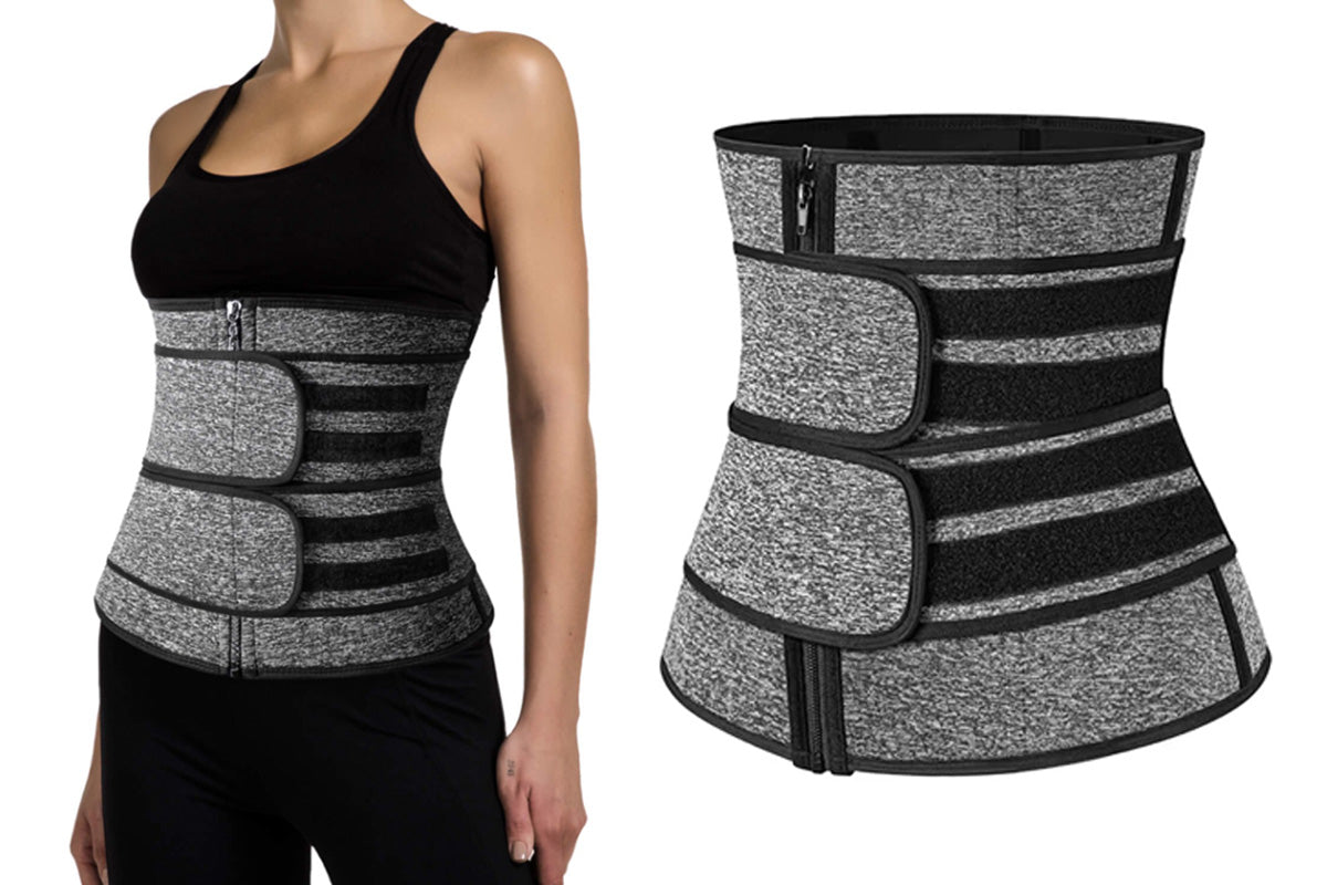Sweat Waist Trainer for Women Sauna Sweat Belt Slim Body Shaper Corset-Grey