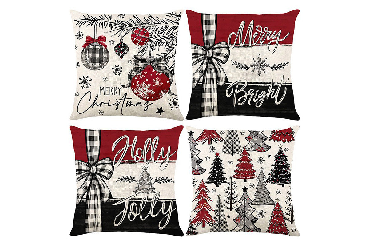 Set of 4 Christmas Pillow Covers Decorative Throw Pillow Covers for Sofa
