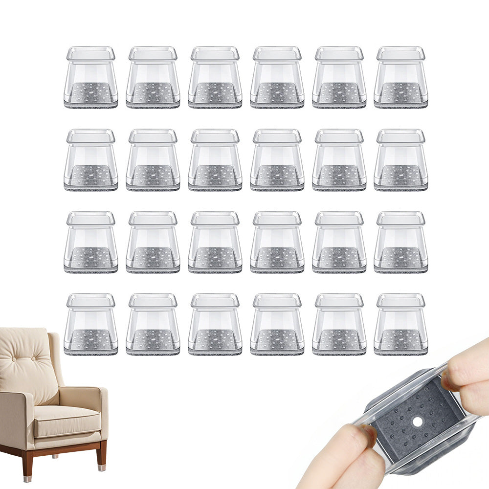 24Pcs TPE Felt Square Chair Leg Floor Protectors Pads Caps for Hardwood Floors