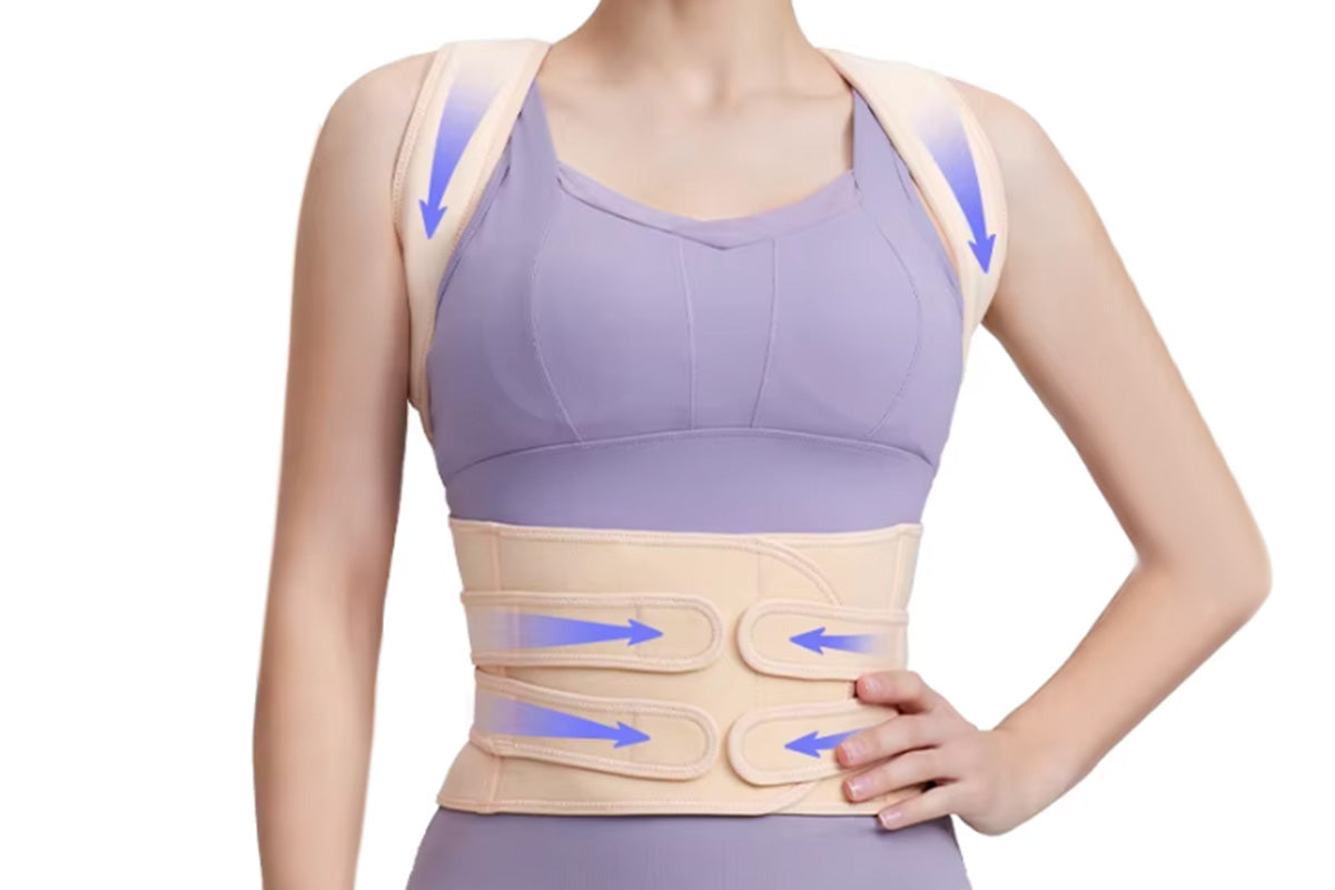 Posture Corrector Back Brace Adjustable Straightener for Improving Back Posture-Beige