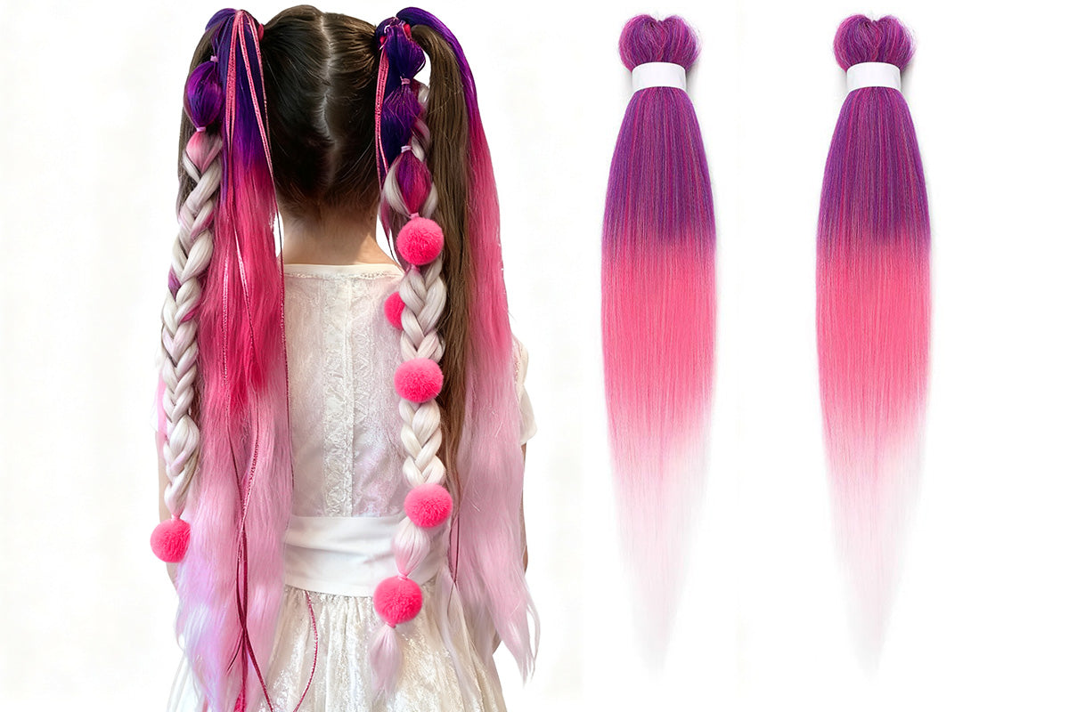 2Pcs Pre Stretched Braiding Hair Extensions Synthetic Hair Extension for Cosplay